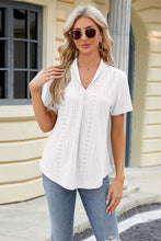 Load image into Gallery viewer, Eyelet Short Sleeve Blouse Ti Amo I love you
