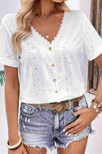 Load image into Gallery viewer, Eyelet Short Sleeve Double-Sided Shirt Ti Amo I love you
