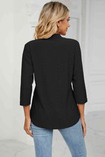 Load image into Gallery viewer, Eyelet Three-Quarter Sleeve Blouse Ti Amo I love you
