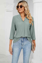 Load image into Gallery viewer, Eyelet Three-Quarter Sleeve Blouse Ti Amo I love you
