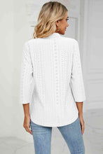 Load image into Gallery viewer, Eyelet Three-Quarter Sleeve Blouse Ti Amo I love you
