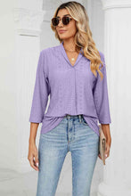 Load image into Gallery viewer, Eyelet Three-Quarter Sleeve Blouse Ti Amo I love you
