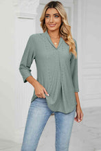 Load image into Gallery viewer, Eyelet Three-Quarter Sleeve Blouse Ti Amo I love you
