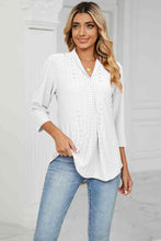 Load image into Gallery viewer, Eyelet Three-Quarter Sleeve Blouse Ti Amo I love you
