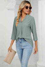 Load image into Gallery viewer, Eyelet Three-Quarter Sleeve Blouse Ti Amo I love you
