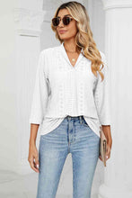 Load image into Gallery viewer, Eyelet Three-Quarter Sleeve Blouse Ti Amo I love you
