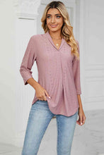 Load image into Gallery viewer, Eyelet Three-Quarter Sleeve Blouse Ti Amo I love you
