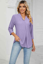 Load image into Gallery viewer, Eyelet Three-Quarter Sleeve Blouse Ti Amo I love you
