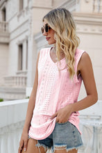 Load image into Gallery viewer, Eyelet V-Neck Tank Ti Amo I love you
