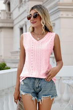 Load image into Gallery viewer, Eyelet V-Neck Tank Ti Amo I love you
