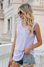 Load image into Gallery viewer, Eyelet V-Neck Tank Ti Amo I love you
