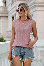 Load image into Gallery viewer, Eyelet V-Neck Tank Ti Amo I love you
