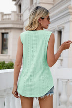 Load image into Gallery viewer, Eyelet V-Neck Tank Ti Amo I love you
