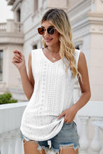 Load image into Gallery viewer, Eyelet V-Neck Tank Ti Amo I love you
