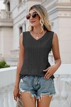 Load image into Gallery viewer, Eyelet V-Neck Tank Ti Amo I love you
