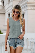 Load image into Gallery viewer, Eyelet V-Neck Tank Ti Amo I love you
