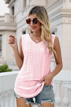 Load image into Gallery viewer, Eyelet V-Neck Tank Ti Amo I love you
