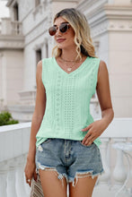 Load image into Gallery viewer, Eyelet V-Neck Tank Ti Amo I love you
