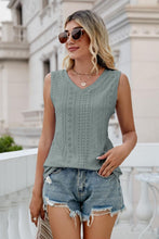 Load image into Gallery viewer, Eyelet V-Neck Tank Ti Amo I love you
