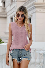 Load image into Gallery viewer, Eyelet V-Neck Tank Ti Amo I love you
