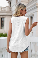 Load image into Gallery viewer, Eyelet V-Neck Tank Ti Amo I love you
