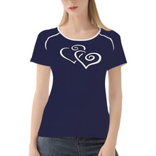 Load image into Gallery viewer, TI Amo I love you - Exclusive Brand - Cloud Burst 2 - Double White Heart - Women&#39;s T shirt
