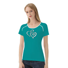 Load image into Gallery viewer, TI Amo I love you - Exclusive Brand - Veridian Green - Double White Heart - Women&#39;s T shirt
