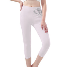 Load image into Gallery viewer, Ti Amo I love you - Exclusive Brand - Prim - Double White Heart - Womens / Teen Girls / Womens Plus Size - Capri Yoga Leggings - Sizes XS-3XL
