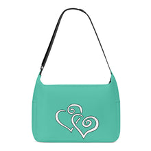 Load image into Gallery viewer, Ti Amo I love you - Exclusive Brand  - Light Sea Green - Double White Heart - Journey Computer Shoulder Bag
