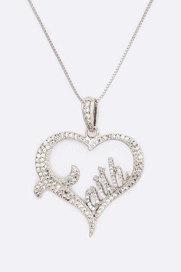 FAITH Cubic Zirconia Heart Pendant Necklace Ti Amo I love you