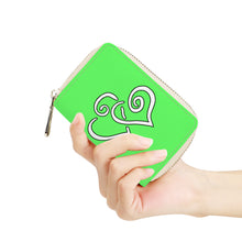 Load image into Gallery viewer, Ti Amo I love you - Exclusive Brand - Screamin&#39; Green - Double White Heart - PU Leather - Zipper Card Holder
