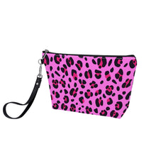 Load image into Gallery viewer, Ti Amo I love you - Exclusive Brand - Persian Pink with Cerise Leopard Spots - Sling Cosmetic Bag
