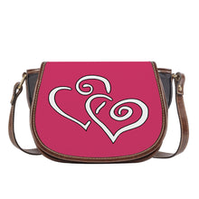 Load image into Gallery viewer, Ti Amo I love you - Exclusive Brand - Deep Rose  - Double White Heart - Saddle Bag
