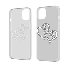 Load image into Gallery viewer, Ti Amo I love you - Exclusive Brand - Silver - Double White Heart - iPhone 14 Transparent Acrylic Case (2 cameras)
