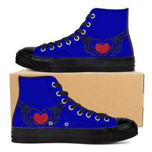 Load image into Gallery viewer, Ti Amo I love you - Exclusive Brand - Royal Blue - Skeleton Hands wit Heart - High Top Canvas Shoes - Black  Soles
