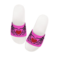 Load image into Gallery viewer, Ti Amo I love you - Exclusive Brand - Light Deep Pink 2 - Skeleton Hands with Heart -  Slide Sandals - White Soles
