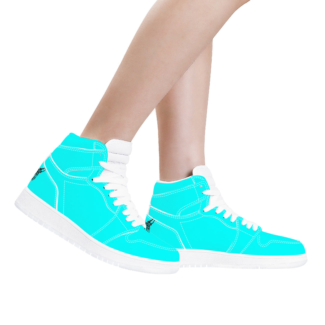 Ti Amo I love you - Exclusive Brand  - Aqua / Cyan - Skeleton Hands with Heart - High Top Synthetic Leather Sneaker