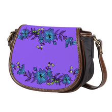 Load image into Gallery viewer, Ti Amo I love you - Exclusive Brand - Heliotrope 3 - Blue Floral - Saddle Bag
