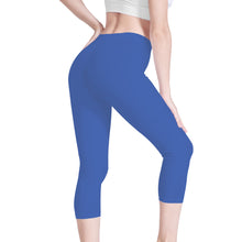 Load image into Gallery viewer, Ti Amo I love you -Exclusive Brand - San Marino Blue - Double White Heart - Womens / Teen Girls / Womens Plus Size - Capri Yoga Leggings - Sizes XS-3XL
