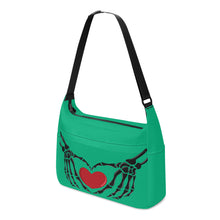 Load image into Gallery viewer, Ti Amo I love you - Exclusive Brand - Drake’s Neck Green - Skeleton Heart Hands  -  Journey Computer Shoulder Bag
