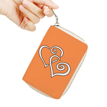 Load image into Gallery viewer, Ti Amo I love you - Exclusive Brand - Coral - Double White Heart - PU Leather - Zipper Card Holder
