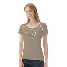 Load image into Gallery viewer, TI Amo I love you - Exclusive Brand - Donkey Brown - Double White Heart - Women&#39;s T shirt
