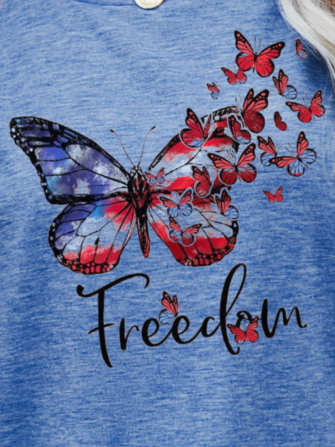FREEDOM Butterfly Graphic Short Sleeve Tee Ti Amo I love you
