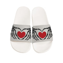 Load image into Gallery viewer, Ti Amo I love you - Exclusive Brand - Timberwolf - Skeleton Hands with Heart - Mens / Womens / Childs/ Youth -Slide Sandals - White Soles
