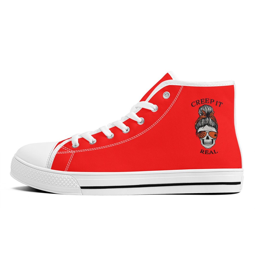 Ti Amo I love you - Exclusive Brand - Red - Mama Skeleton - CREEP IT REAL - High-Top Canvas Shoes - White Soles