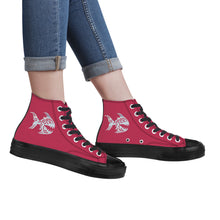 Load image into Gallery viewer, Ti Amo I love you - Exclusive Brand - Vivd Magenta - Angry Fish - High Top Canvas Shoes - Black  Soles
