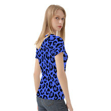 Load image into Gallery viewer, TI Amo I love you - Exclusive Brand - Blueberry 2 with Obscure Royal Blue Leopard Spots - Women&#39;s T shirt
