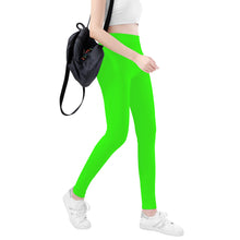 Load image into Gallery viewer, Ti Amo I love you - Exclusive Brand - Florescent Green  - Double White Heart - Womens / Teen Girls  / Womens Plus Size  - Yoga Leggings - Sizes XS-3XL
