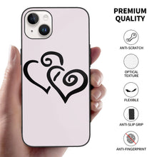 Load image into Gallery viewer, Ti Amo I love you - Exclusive Brand - Prim  - Double Black Heart  - iPhone 14 Glass Case (2 cameras)
