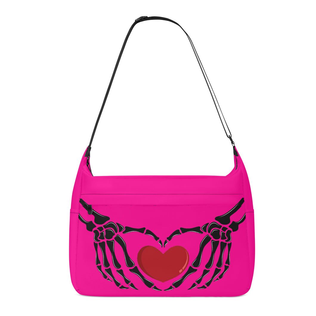 Ti Amo I love you - Exclusive Brand - Dark Pink 2 - Skeleton Heart Hands  -  Journey Computer Shoulder Bag